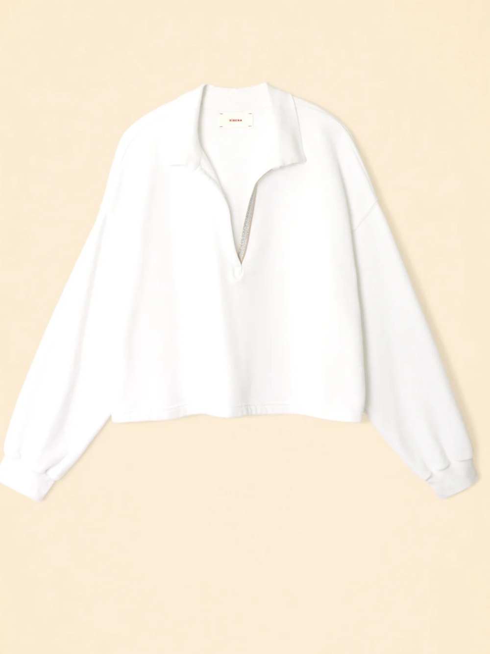 XiRENA White Long-Sleeve Sweatshirt with V-Placket
